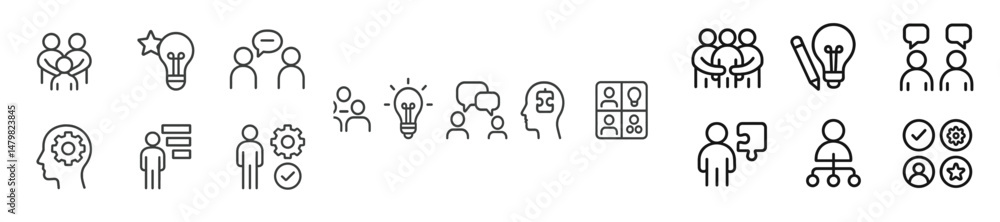 Set of web icons depicting collaboration, creativity, and communication concepts for digital use Set of web icons depicting collaboration, creativity, and communication concepts for digital use