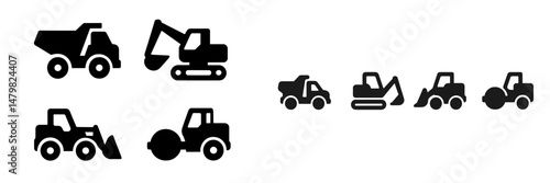 Collection of construction vehicle web icons for design projects and applications