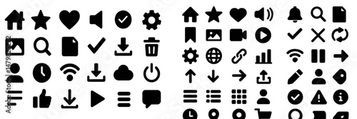 Collection of web icons suitable for various online applications and digital platforms