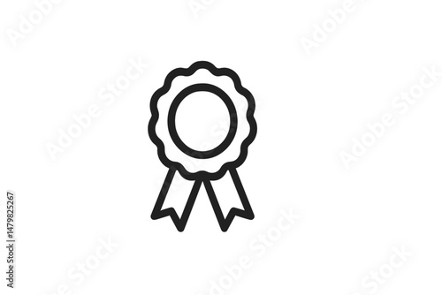 Set of web icons featuring a simple outline design for a ribbon award symbolizing achievement and recognition
