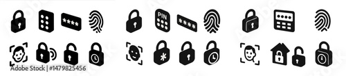 Collection of web icons representing security features and privacy tools for online platforms and applications