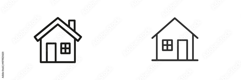 Set of web icons featuring simple house designs suitable for various digital projects Set of web icons featuring simple house designs suitable for various digital projects