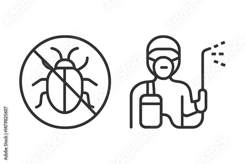 Collection of web icons representing pest control services with a focus on extermination and prevention methods