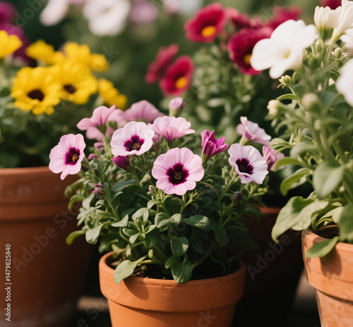Wallpaper Mural flowers in pots Torontodigital.ca