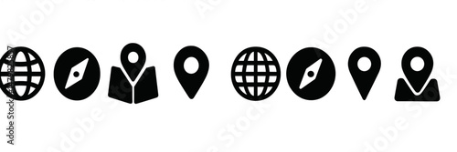 Web icons representing navigation, location, and global connectivity for modern digital applications
