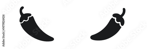 Set of black web icons featuring chili peppers designed for digital use and modern graphic applications