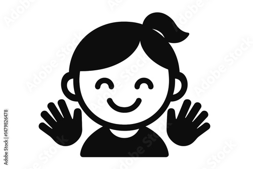 Enjoyable web icons depicting a happy character waving with hands held up in a cheerful manner