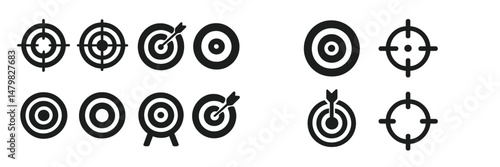 Set of web icons featuring various target designs for user interface applications and digital platforms