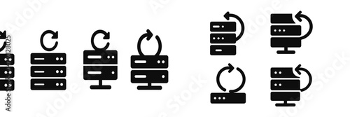 Set of web icons featuring server and refresh symbols designed for digital applications and user interfaces