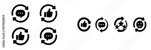 Set of web icons depicting user interaction features for online platforms
