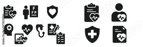 Set of web icons representing healthcare and medical services for digital applications and websites to enhance user experience in health tech