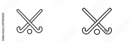 Set of web icons featuring crossed hockey sticks and a puck, ideal for sports websites and applications showcasing hockey-related content