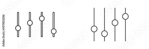 Set of web icons featuring sliders for audio and visual adjustments in user interface design