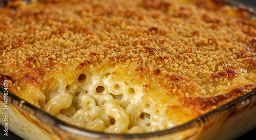 Wallpaper Mural Golden Crust Mac and Cheese Casserole in Glass Dish Torontodigital.ca