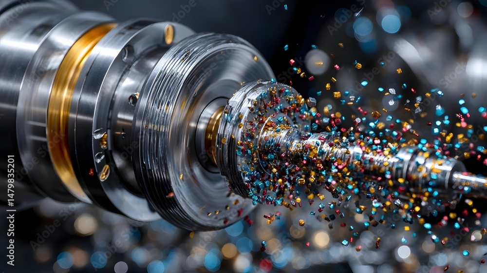 Metal grinding machine in operation creating precision parts for industrial applications Metal grinding machine in operation creating precision parts for industrial applications