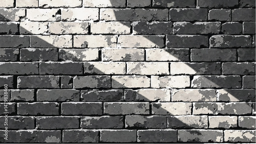 Black and white tone Brick wall background. A black and white brick wall texture with a grungy, distressed look.	