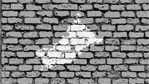 Black and white tone Brick wall background. A black and white brick wall texture with a grungy, distressed look.	