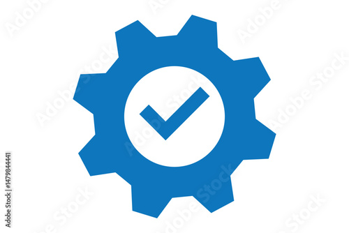 Gear with Checkmark Icon for Settings Approval 