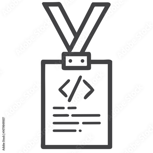 IT Tech Conference Badge Icon for Event Management Apps, Registration Websites, Corporate Identity Systems, and Educational Materials about Technology Events