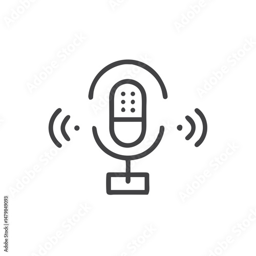 Voice Assistant Microphone Icon for Smart Technology Applications, Audio Recognition Software, Mobile Interfaces and Virtual Assistant Platforms