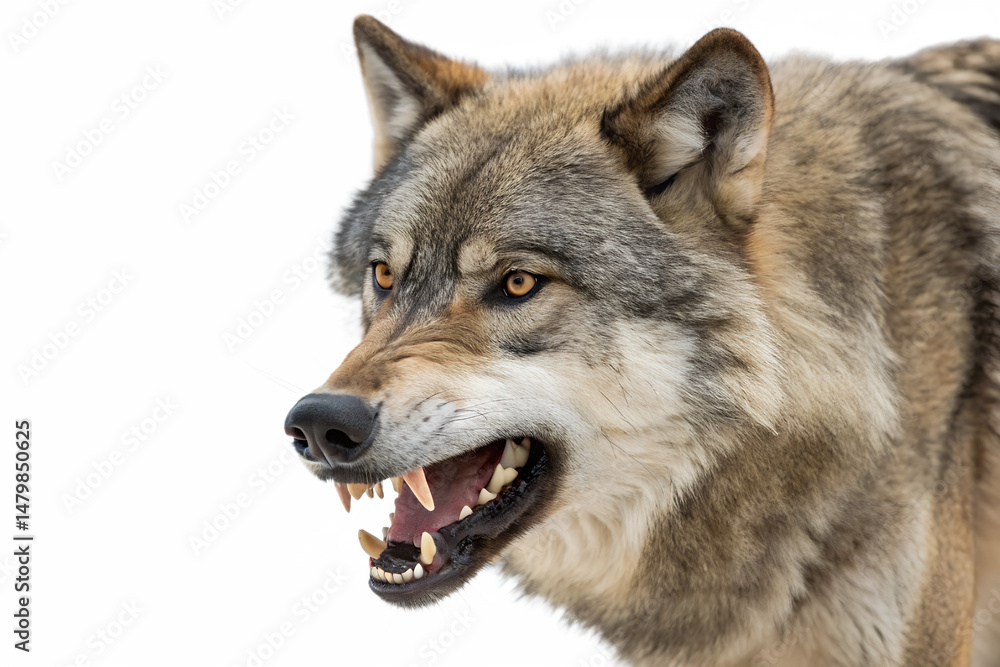 Fototapeta premium alpha wolf looking fierce, front view isolated on transparent background