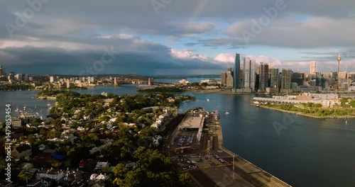 Wallpaper Mural Aerial in afternoon of Rainbow over Sydney Harbour and CBD Australia Torontodigital.ca