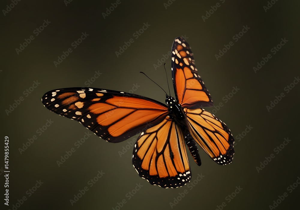 Fototapeta premium Monarch Butterfly in Flight: Autumn Hues