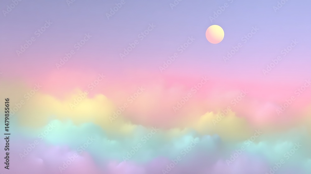 Obraz premium Pastel Dream Sunlit Rainbow Cloudscape.