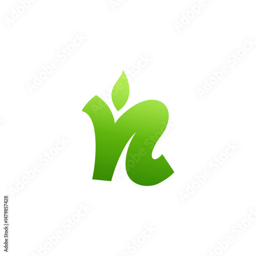 letter N dynamic, nature, logo, icon, symbol, with fresh green colors