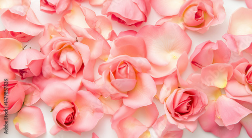 Banner decorativo para web. Close-up de rosas cor-de-rosa desabrochando