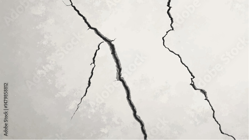 Cracks in a wall. Cracked wall background. Cracks spreading across a weathered surface. Cracks texture. 