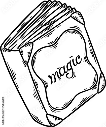 magic, book, grimoire magic hand drawn