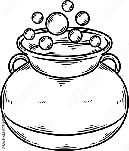 magic, cauldron, pot magic hand drawn