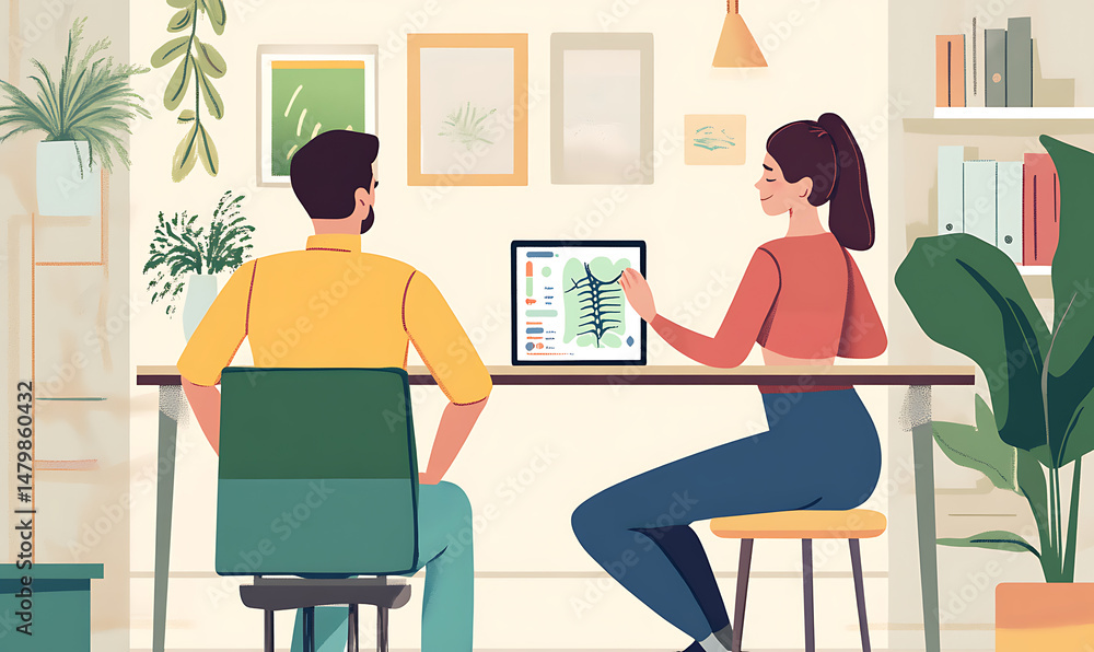 A comprehensive visual concept of office syndrome symptoms. A comprehensive visual concept of office syndrome symptoms.