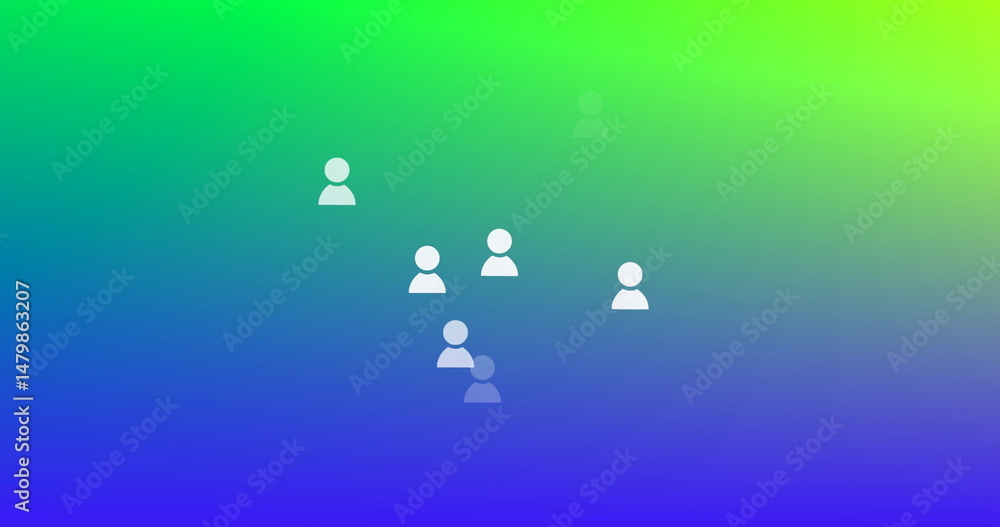 Image of social media icons falling over colourful background Image of social media icons falling over colourful background