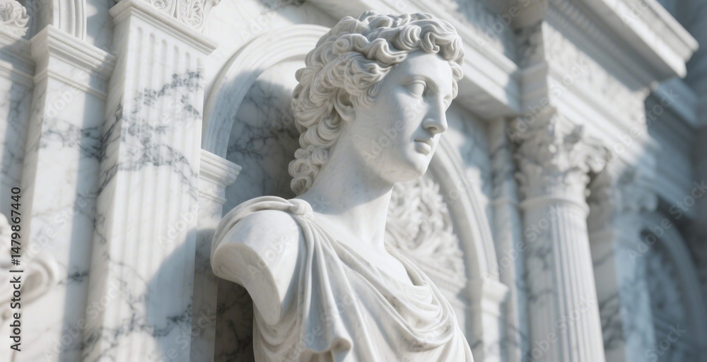 Fototapeta premium Marble statue greek sculpture art classical architecture ancient roman bust museum exhibit historical artifact