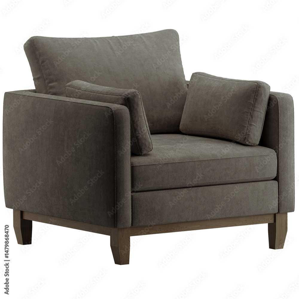 Naklejka premium A gray chair with wooden legs