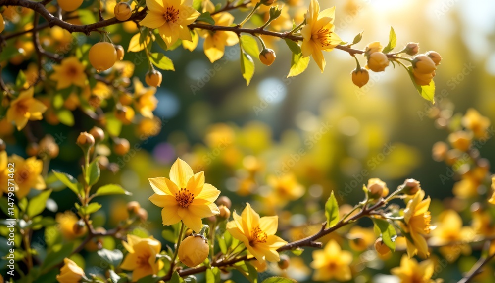 subject at top with copy space at bottom, in cheery lemon tones under morning radiance. subject at top with copy space at bottom, in cheery lemon tones under morning radiance.
