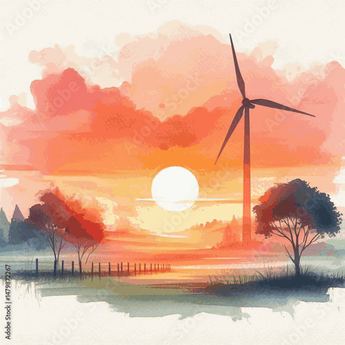 Spin & Wash turbine isolated watercolor vector illustration svg