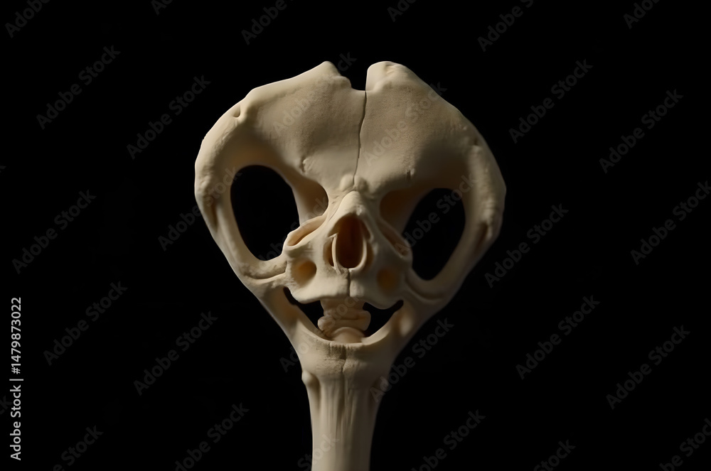 Naklejka premium human bones A white bone is shown on a black background.generative ai