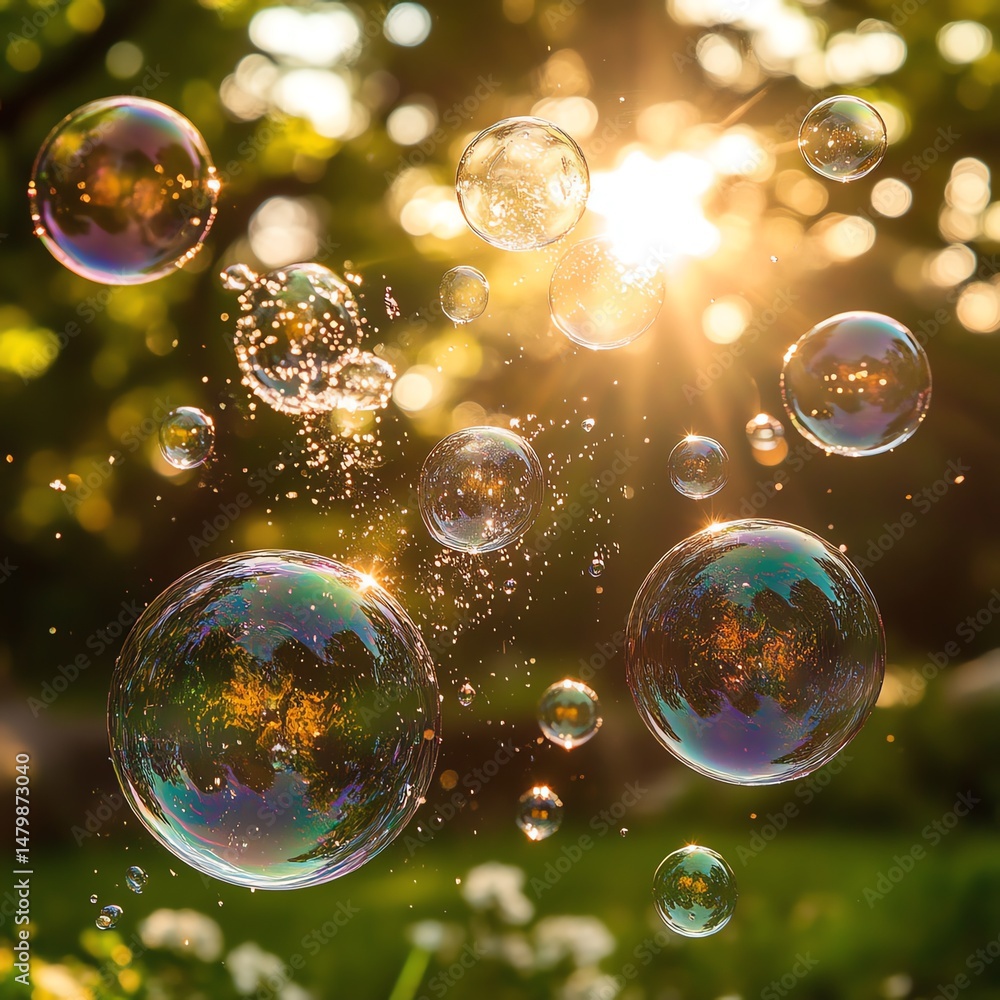 soap bubbles in the garden high resolution for isolate image