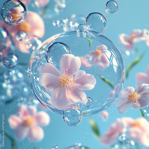 Obraz na płótnie Floral Underwater Bubbles high resolution for isolate image w salonie