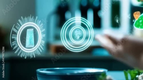 Futuristic food analysis: digital interface displaying culinary data analysis