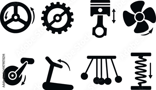Dynamic energy icons set – silhouette style for power, efficiency, and technology