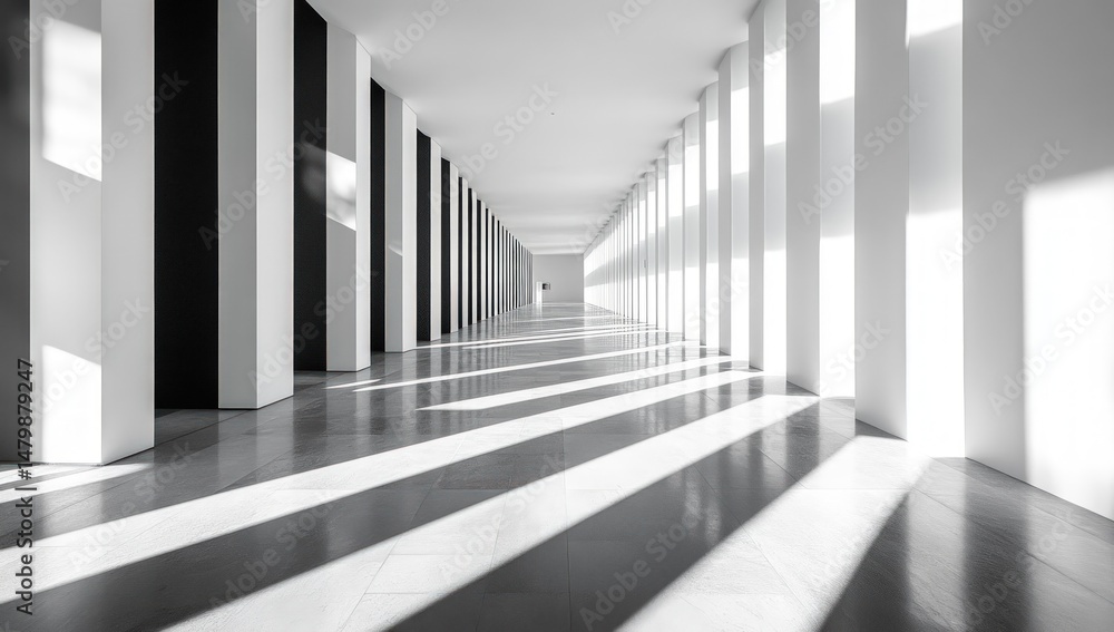 Fototapeta premium Empty modern hallway, light and shadow