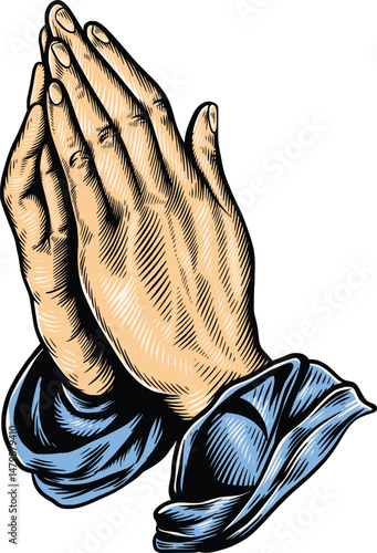 hand drawn vector illustration of praying hands..eps
