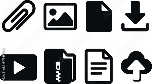 Office and multimedia icons set – silhouette, simple and versatile graphic symbols