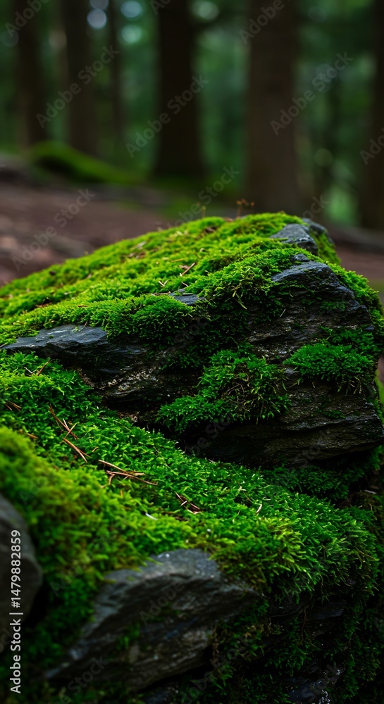 Obraz premium Emerald Moss, Forest Stone: Nature's Embrace