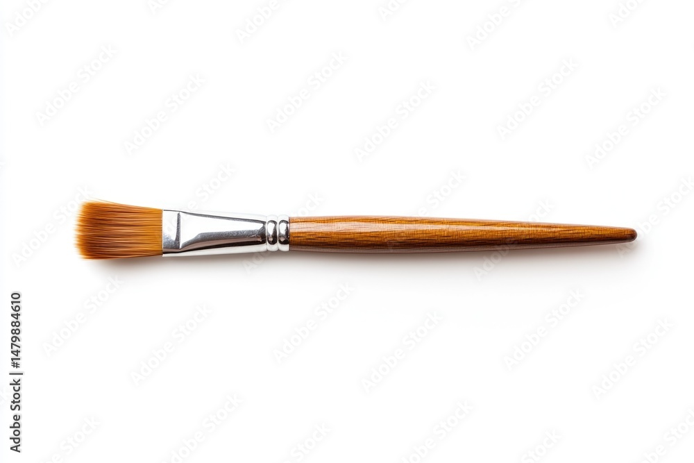 Fototapeta premium Paint brush with wooden handle and bristles on white background