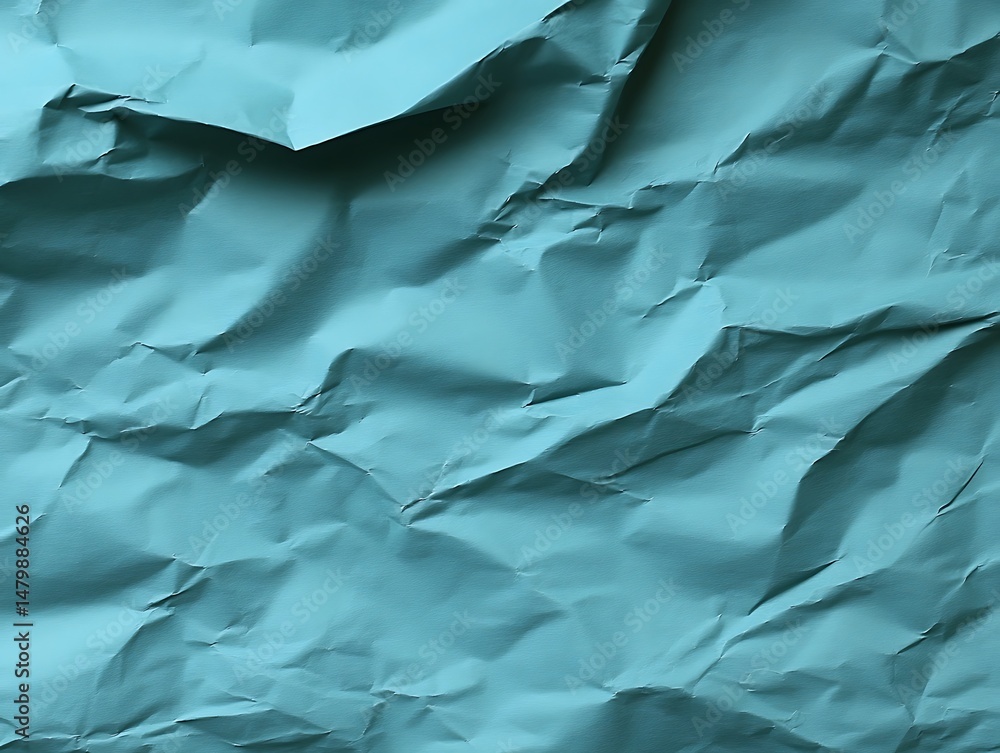 Fototapeta premium Crumpled teal paper texture